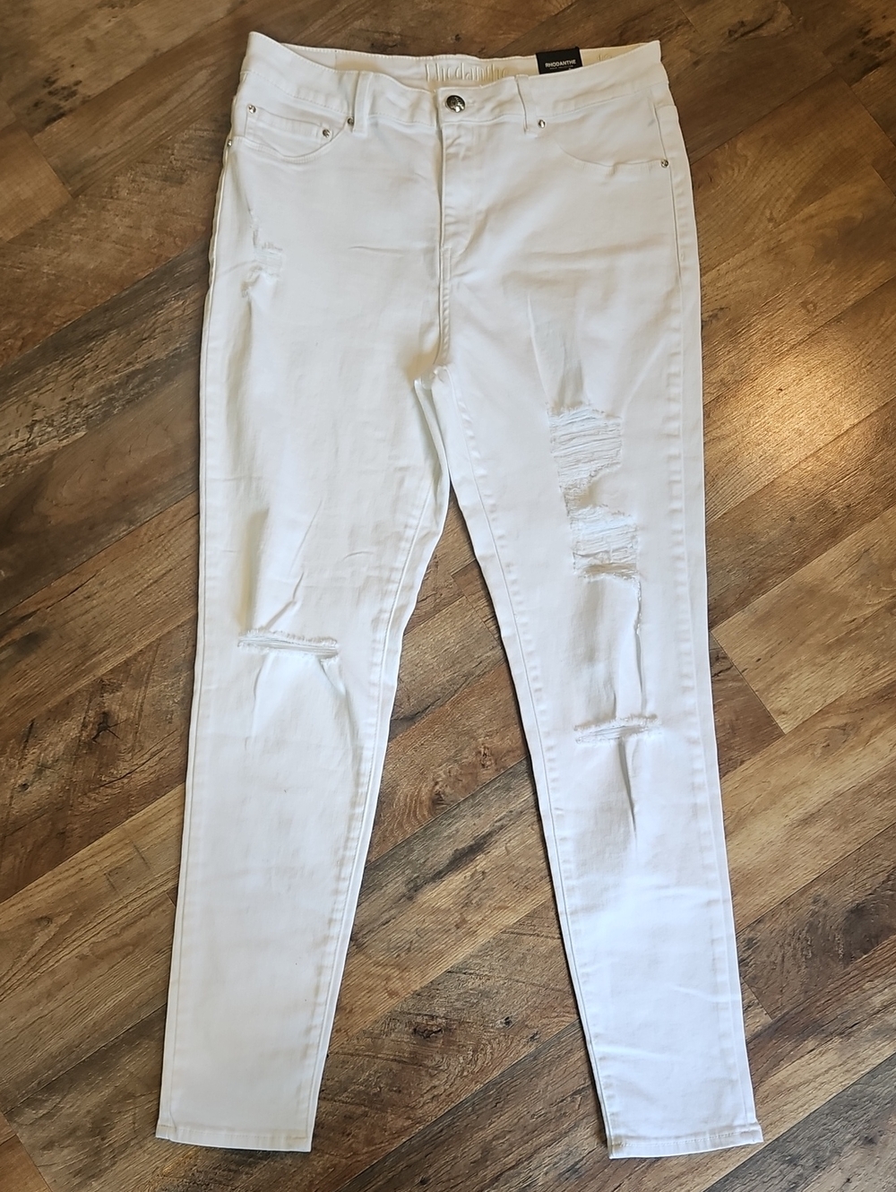 👖RHODANTHE Distressed White Women’s Skinny Jeans